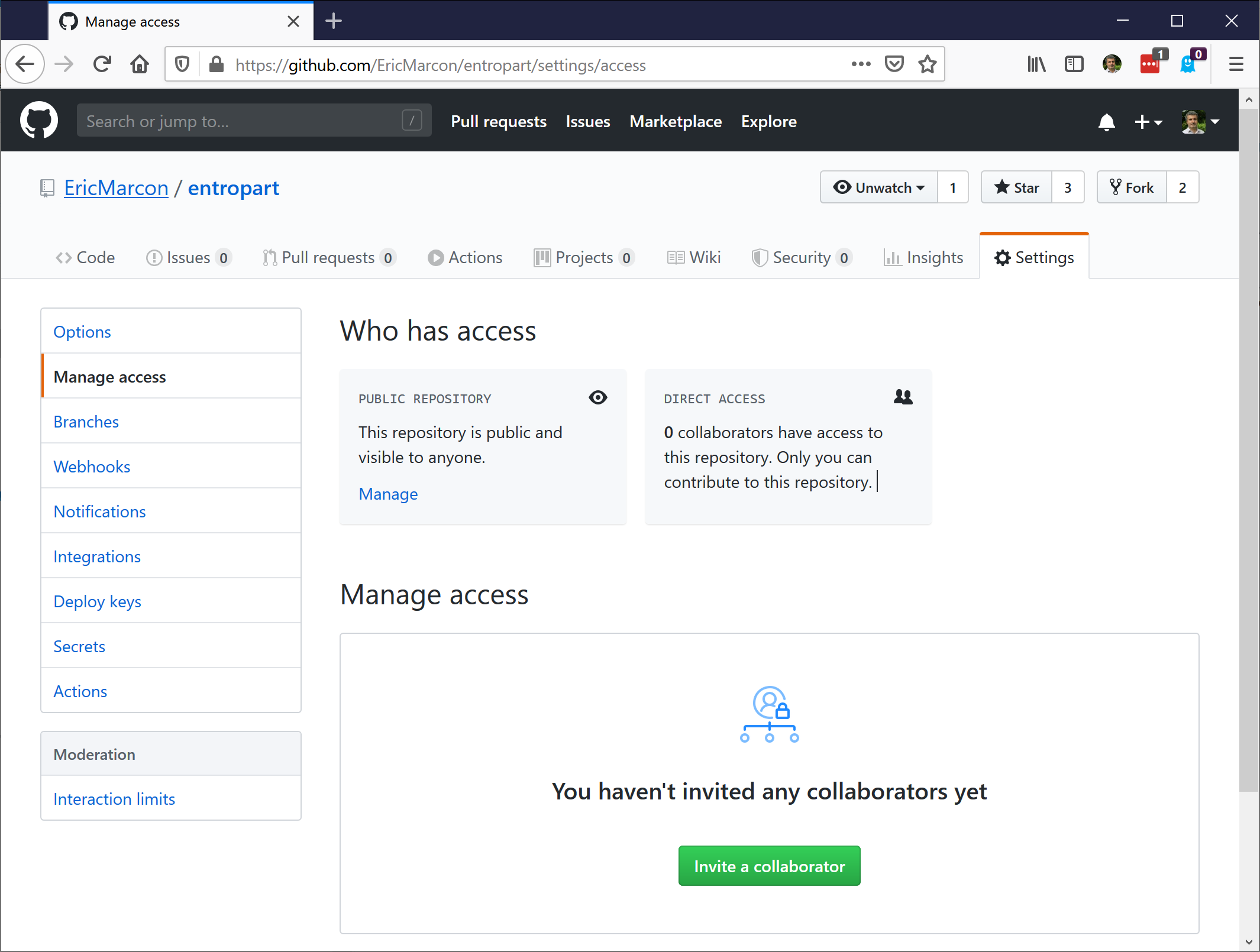 Assigning access rights on GitHub.