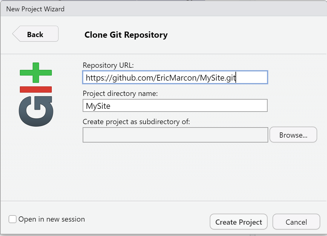 Copy the address of a repository to clone to GitHub.